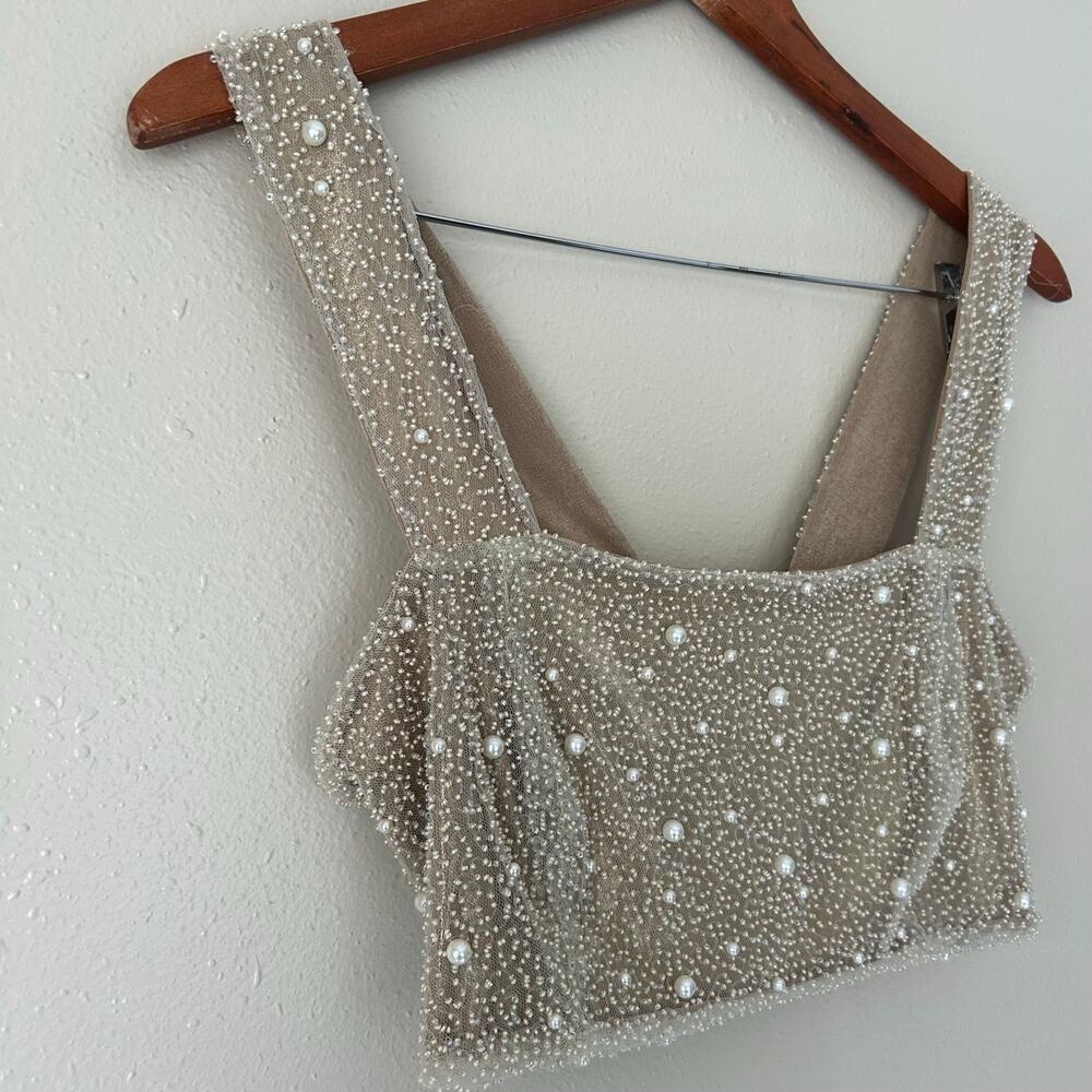 Sara Cristina Gold Beaded Crop Top Size Medium - Picture 8 of 12